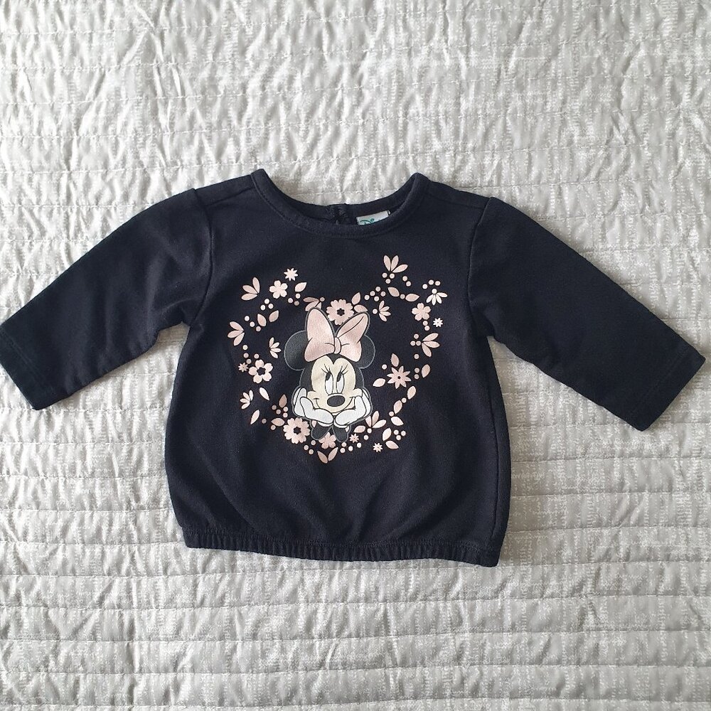 Disney Minnie Mouse Baby Graphic Black Sweatshirt Size 3 Months